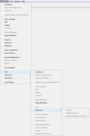Netbeans 6.5 - Menu Versionning