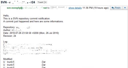SVN commit email - sample email